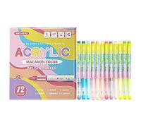 Acrylic Paint Markers - 12 Colors Quick-Drying Fine Tip - Water Based Art Coloring Pens | for Adults Kids Fabric Glass Ceramic Wood Canvas Rock Metal Graffiti Paper Crafts