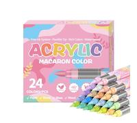 Acrylic Paint Markers | 24 Colors Paint Markers for Rocks | Fade-Resistant Soft Tip Water-Based Highlighters for Whiteboard Writing Egg Glass Etching Woodworking Metal