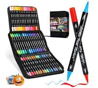Acrylic Paint Markers, 48 Color Dual Tip Acrylic Paint Pens with Brush and Fine Tips for Rock Painting, Wood, Canvas,Ceramic,Card Making,Vibrant Color Ideal for Artists, Crafters & DIY Projects