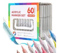 Acrylic Paint Markers - 60 Vibrant Color Marker Pens, Fine Art Tools for Artists, Scrapbooking, Magazines | Quick Dry Ink Pens pa
