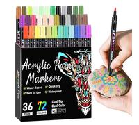 Acrylic Paint Markers - 72 Color Double Ended Pen Set Creative Art Drawing Kit Smooth Writing Tips Bold Craft Lettering Tools | Versatile Office Home School Project Decoration Reward Activity Use