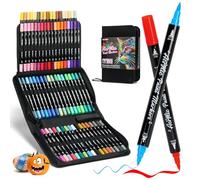 Acrylic Paint Markers,72 Colors Dual Tip Acrylic Paint Pens with Brush and Fine Tips for Rock Painting, Wood, Canvas,Ceramic,Card Making,Vibrant Color Ideal for Artists, Crafters & DIY Projects