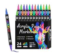 Acrylic Paint Markers - Acrylic Paints on Educational Water Based | Double Tip Painting Pen Set, Quick Permanent Markings Drawing Supplies for Glass Canvas Wood Stone Paper Fabric