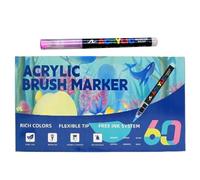 Acrylic Paint Markers - Brush Tip Coloring Pens, Layerable Color Art Set, Water Based Acrylic Ink with Smooth Control, Drawing Craft Supplies, Art Markers for School Office Party Decor
