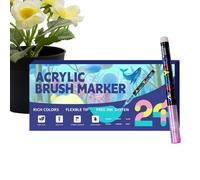 Acrylic Paint Markers Brush Tip, Multi-Colour Soft Layerable Offices Supplies, Consistent Ink Performance, for Kids Adults, Party, School, Offices, Favors, Decorations, Crafting, Birthday, Christmas