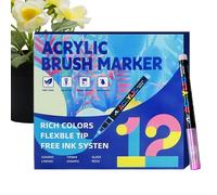 Acrylic Paint Markers Brush Tip | Multicolor Writing Supplies | Acrylic Paint Markers - For Kids, Adults, Parties, Schools, Offices, Crafts, Birthdays, Christmas