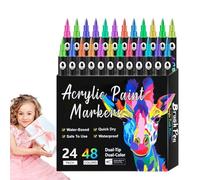 Acrylic Paint Markers - Brushes, Ceramic Surfaces, Fade Resistant Permanent Markers, Double-Ended Rock Painting Pen Set | Drawing Tools, Material