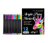 Acrylic Paint Markers,Drawing Markers Supplies | 12 Colors Acrylic Pens Creative Coloring Art Supplies for Kids Adults Fabric Wood Glass Canvas Rock Scrapbook Drawing