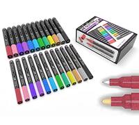 Acrylic Paint Markers Paint Pens Special Colours Set Extra Fine And Medium Tip Combo For Rock Painting, Canvas, Fabric, Glass, Mugs, Wood, Ceramics, Plastic, Multi-Surface. Non Toxic, (GLITTER)