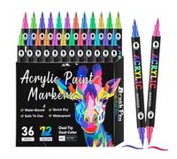 Acrylic Paint Markers - Set Of Double Tip Pens Rock Painting - Permanent Markers Fade Resistant Permanent Markers Artist Supplies For Paper, Glass, Wood,