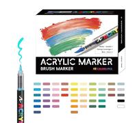 Acrylic Paint Markers, Soft Brush Tip Markers for Coloring, Waterproof Craft Supplies for Ceramic, Stone, Rock, Canvas, Fabric, Wood, DIY Art Projects, Scrapbooking, and Creative Crafts