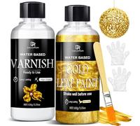 Acrylic Paint Metallic - 200ml Gold Leaf Paint Ultra Shiny Quick Dry Metallic Gilding High Gloss Finish with Varnish - Non-Toxic Waterproof for Crafts, Resin Art, DIY, Wood, Canvas, Metal & Fabric