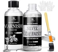 Acrylic Paint Metallic - 200ml Silver Leaf Paint Ultra Shiny Quick Dry Metallic Gilding High Gloss Finish with Varnish - Non-Toxic Waterproof for Crafts, Resin Art, DIY, Wood, Canvas, Metal & Fabric