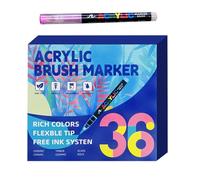 Acrylic Paint Paint Brush Markers - Multicoloured Low-profile Office Supplies,Paint Brush Pens | For Kids Adults Party School Office Decoration Crafts Birthday Christmas Rewards