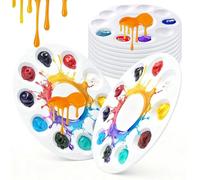 Acrylic Paint Palette, 8 PcsPaint Mixing Palette, Acrylic Paint Trays, Round Watercolour Palettes, 6.5" 10 Well Plastic Pallets for Watercolor Oil DIY Craft Art Painting Watercolour Mixing Palettes