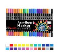 Acrylic Paint Pen, Acrylic Paint Marker, Brush Tip and Dot Tip Colorful Marker for Rock Painting | Creative Fabric Marker, Color Acrylic Marker for Rock Painting, Wood, Canvas, Stone, Glass, Ceramic