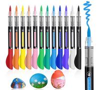 Acrylic Paint Pens, 12 Colours Acrylic Markers, Brush Pens Markers with Automatic Ink-Control, Paint Pens for Glass, Ceramic, Wood, Rock Painting
