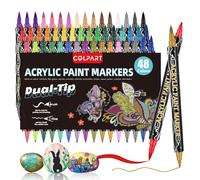 Acrylic Paint Pens-48 Colors Dual Tip-Paint Markers Brush Acrylic Pens For Rock Painting,Wood,Canvas,Calligraphy,Dot Markers For kids adults DIY-Christmas Crafts Art Supplies