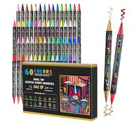 Acrylic Paint Pens - 60 Colors Water Based Ink, Vivid Colored Paint Markers, Smooth Design, Durable Non-Toxic Formula, Ideal Craft Supplies For Scrapbooking Coloring Book Projects