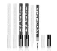 Acrylic Paint Pens,6Pcs Extra Fine 0.7mm Tip White And Black Marker Pen, Paint Markers Quick-Drying Permanent Marker Pen Gel Pens For Sketching Scrapbook Drawing Journaling Artistic Creation