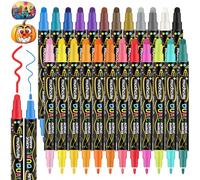 Acrylic Paint Pens Acrylic Markers Pens, 24 Colors Dual Tip Dot & Fine Tip Acrylic Paint Markers For Rock Painting, Glass, Paper, Wood, Eggs, Canvas, Ceramic, Fabric, Pumpkins, Art Crafts Supplies