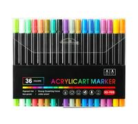 Acrylic Paint Pens, Colour Markers, Double Head Paint Pens, Colouring Book Markers, Waterproof Artist Accessories, Drawing Paper, 24/36 Colours for Painting, Graffiti, Manual Making on Stone, Glass