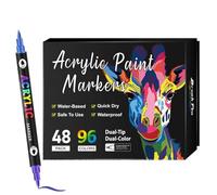 Acrylic Paint Pens | Double-Tip Rock Painting Pens Set | Fade-Resistant Permanent Markers Drawing Tools, Craft Supplies Artists for Paper Glass Wood Canvas Ceramic Rock