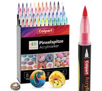 Acrylic Paint Pens for Rocks painting 48-Colours acrylstifte paint markers Set for Wood Crafts Ceramic Glass Stone Pebble Colouring for Adults Craft Supplies Brush