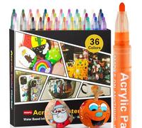 Acrylic Paint Pens Markers -36 Color Waterproof Paint Pens for Rock Painting,Stone, Ceramic, Glass, Wood, Fabric, Canvas, Porcelain, Metal,Plastic, Water Based Quick Dry Non-Toxic and No Odor