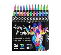 Acrylic Paint Pens | Waterproof Paint Markers With Reversible Brush Tips For Kids | Fast Dry Permanent Coloring Marker Fors Kid, Adults & Artists-Sum