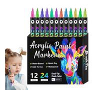 Acrylic Paint Pens | Waterproof Paint Markers With Reversible Brush Tips For Kids | Fast Dry Permanent Coloring Marker Fors Kid, Adults & Artists-Sum