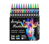 Acrylic Paint Pens | Waterproof Paint Markers With Reversible Brush Tips For Kids | Fast Dry Permanent Coloring Marker Fors Kid, Adults & Artists-Sum