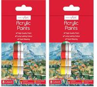 Acrylic Paint Set 16-Pack - 6ml Tubes, Non-Toxic Paint for Kids & Beginners, Ideal for Paper, Canvas, Card, Board & Wood