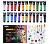Acrylic Paint Set, 24 x 36 ml Painting Set with 10 Brushes for Canvas, Wood, Paper, Ceramic, Waterproof Paints with Vivid Colour for Artists, Beginners, Children