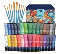 Acrylic Paint Set 30 Colours Acrylic Paints in Tubes Non Toxic for Artists Beginners Painting on Canvas Wood Fabric Rocks, 36ml/Tube, Rich Pigment