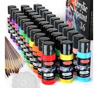 Acrylic Paint Set of 36 Colors 2fl oz 60ml Bottles,Non Toxic 36 Colors Acrylic Paint No Fading Rich Pigment for Kids Adults Artists Canvas Crafts Wood Painting