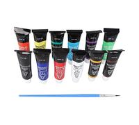 Acrylic Paint Set Wood 12 Paints Pigments Boxed Paint Tubes Painting 12Ml Gouache Paint for Canvas Ceramic 12 Colors Art Paints