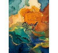 Acrylic Paint Sketchbook: Teal Gold Marble Flow Abstract Design: Skech Book for Drawing Smooth White Paper 8.5" X 11" - 120 Pages Blank Paper (Premium Artistic Cover Vol. 7) Drawing Notebook
