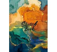 Acrylic Paint Sketchbook: Teal Gold Marble Flow Abstract Design: Skech Book for Drawing Smooth White Paper 8.5" X 11" - 120 Pages Blank Paper (Premium Artistic Cover Vol. 7) Drawing Notebook
