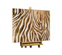 Acrylic painting 'GOLDEN ZEBRA' | Hand painted on canvas 39x30inches