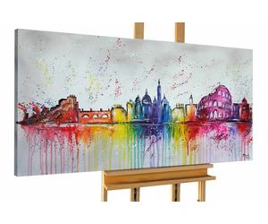Acrylic painting 'THE ETERNAL CITY' | Hand painted on canvas 55x28inches