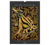 Acrylic paintings - Poison dart frogs and chameleons UK-Version (Wall Calendar 2026 DIN A3 Portrait), CALVENDO 12 Month Wall Calendar