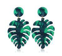 Acrylic Palm Leaf Drop Dangle Earrings For Women Girls Statement Palm Leaf Earrings Green Pink Colorful Resin monstera Drop Dangle Earrings Fashion Jewelry