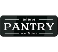 Acrylic Pantry Self-Serve Sign, 24 Hours for Home Dormitory Pantry Shelving, Office Building 24_7 Snack Zone Cabinets, and Business Lounge Area Open Storage Spaces, 3x9 Inch.
