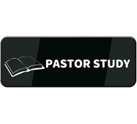 Acrylic Pastor Study Sign, Black_White for Church Main Building 2nd Floor Study Doors, Religious Community Center Administrative Offices, and Pastor Residential Home Library Study Areas, 3x9 Inch.