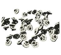 Acrylic Paw Print Black and White 13 x 12mm Shank Buttons - Pack of 20