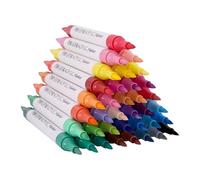 Acrylic Pen Set - 36 Double-Sided 72 Colored Marker Pens | Works on Wood, Canvas, Stones, Glass, Ceramics, Cloths, Textiles, Paper, Multipurpose for Drawing, Crafts, Kids, Adults Art, Painting, School