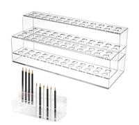 Acrylic Pen Stand, 48-Slots Acrylic Pen Holder, 2-Layer Display Stand Clear Pen Display Stand Space-Saving Brush Holder Art Brush Rack Makeup Brush Rack Organizer for Home Office Desk