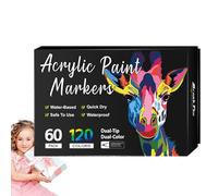 Acrylic Pens for Painting, Double-Head Fabric Coloring Paint Pens, Fade-Resistant Permanent Markers Drawing Tools, Craft Supplies Artists for Paper Glass Wood Canvas Ceramic Rock