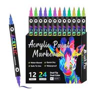 Acrylic Pens - Set of Waterproof Ceramic Paint Markers | Quick Drying Permanent Art Tools for Canvas, Wood, Stone, Paper, Fabric, Crafts, Drawing, Colouring, Creative Projects, Det